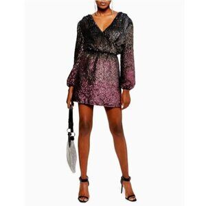 TopShop Ombre Sequin Wrap Dress